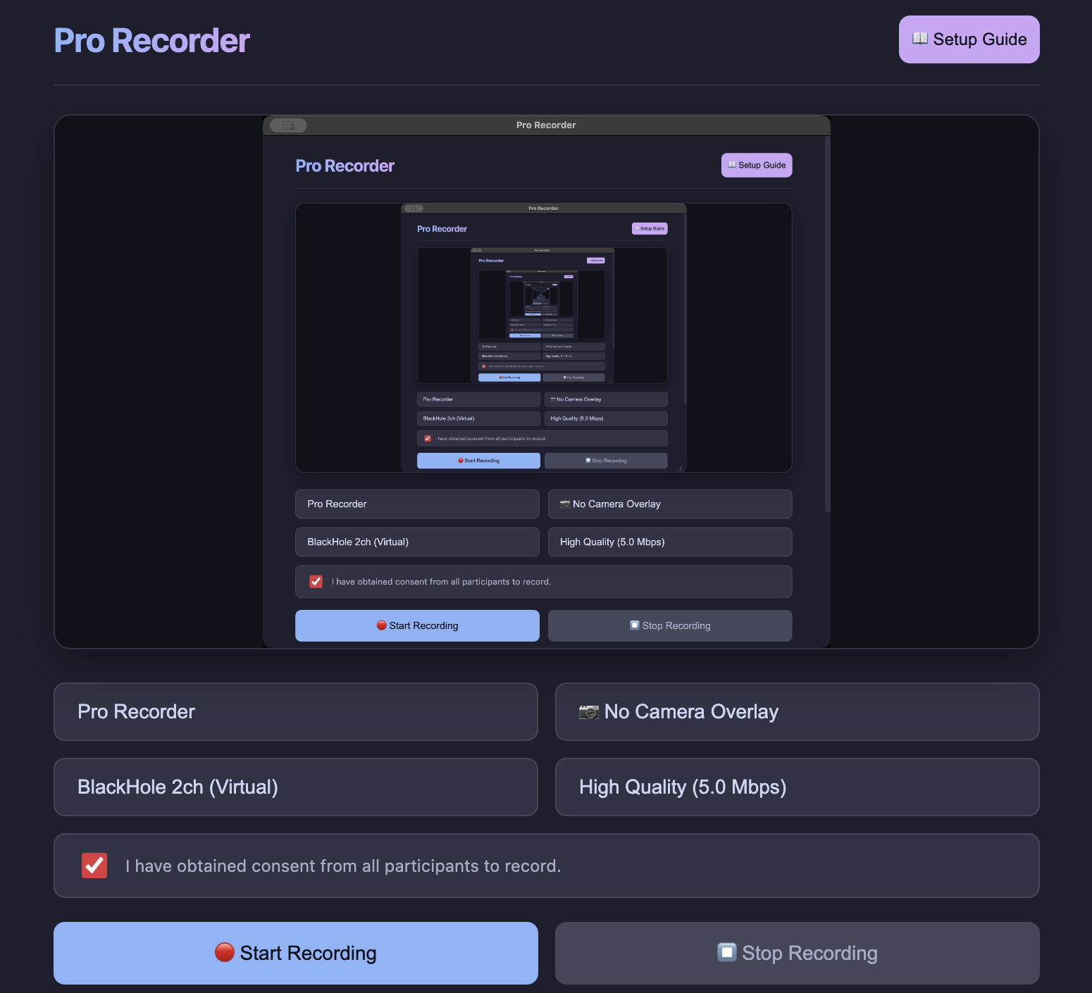 Pro Recorder Interface